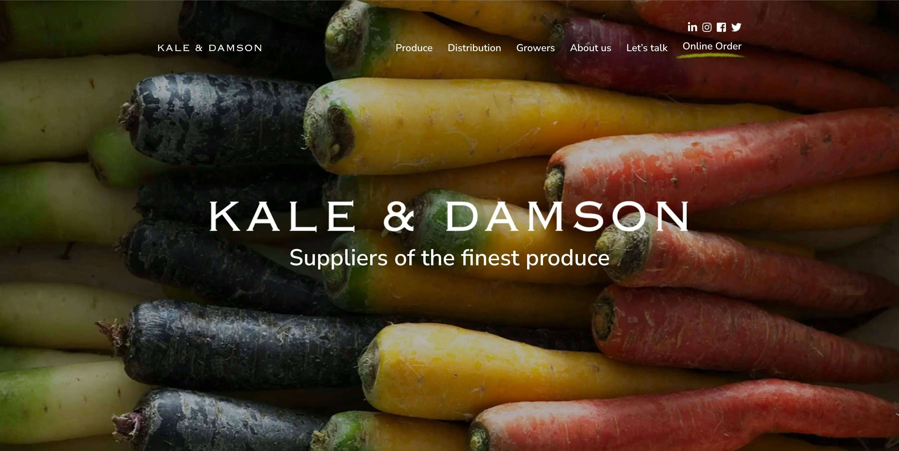 Kale & Damson ecommerce website poster